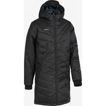 Chlapecká bunda KIPSTA Dětská dlouhá fotbalová prošívaná nepromokavá parka TRX černá 7 LET ČERNÁ|ŠEDÁ