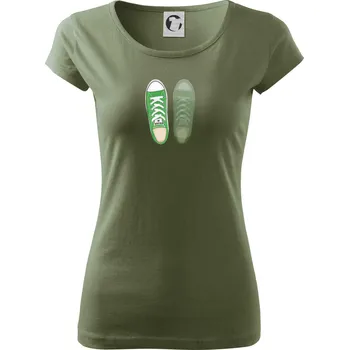 Dámské tričko Párové boty - zelené - Dámské triko Pure - XL ( Khaki )