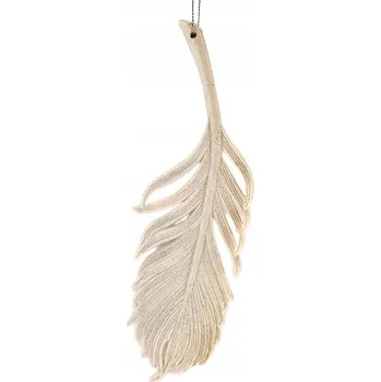 Přívěsek ZÁVĚSNÁ DEKORACE ZÁVĚS - PÉŘEČKO ECRU S BROKÁTEM