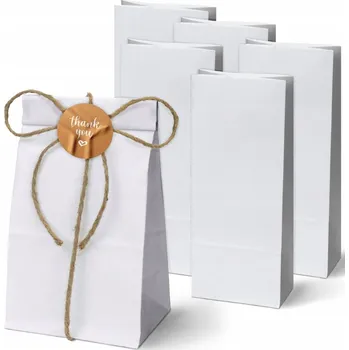 Nákupní taška SADA 5 ks Taška Hranatá 10x7x26 cm BÍLÁ EKO taška Papírová taška