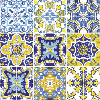 Samolepící dekorace Samolepka na obklady do kuchyně a koupelny Portugalský vzor 10x10 cm