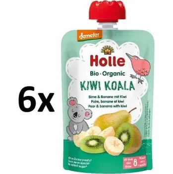 Holle Bio Kiwi Koala 100% ovocné pyré hruška, banán, kiwi - 6 x 100g