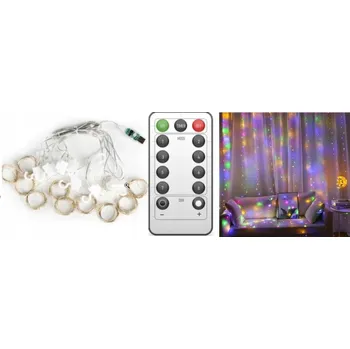 Vánoční dekorace Světelný řetěz ZÁCLONA S NABÍJEČKOU 300 cm na baterie/do sítě, bílý