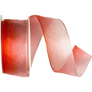 Stuha Stuha taftová DUO COLOR RED červeno bílá 25mm x 2m (12,-Kč/m) (Stuha taftová, transparentní, s vetkaným vlascem v obou okrajích)