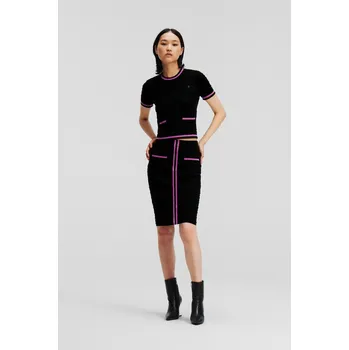 Dámská sukně SUKNĚ KARL LAGERFELD TEXTURED CLASSIC KNIT SKIRT BLACK/IRIS ORCHID