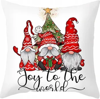 Povlak na polštářek Vánoční povlak na polštář 3 červení skřítci stromeček 45x45 cm