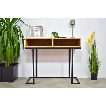 Konferenční stolek Konzolový Stolek Koygarden černá, dub craft zlatý, dub zlatý, kov matný 90 x 75 x 40 cm