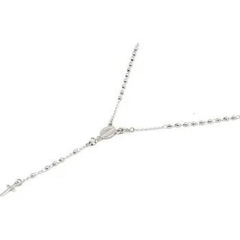 Náhrdelník Stříbrný růženec s křížkem a madonkou 47 cm 73403F + dárek zdarma