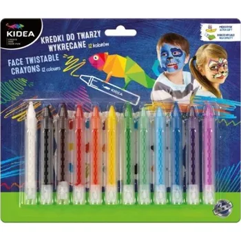 Pastelka Pastelky na malování na obličej Kidea, vytahovací, vícebarevné, 12 ks