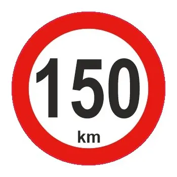 samolepka Samolepka maximální povolená rychlost – Dopravní značka 150 km/h (Průměr 15 cm)