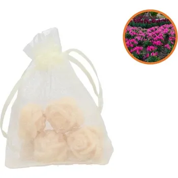 Svíčka 4ks jantarová vonná růžička v pytlíčku Amber Rose - 7*8 / 2,5*2,5 cm