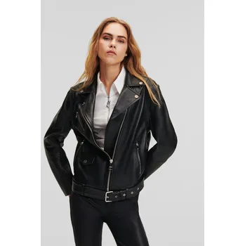 Moto bunda BUNDA KARL LAGERFELD LEATHER BIKER JACKET BLACK