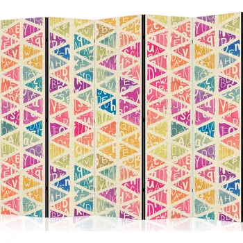 Paraván Paraván - Písmena nad trojúhelníky II Velikost: 225x172 cm, Provedení: Jednostranný