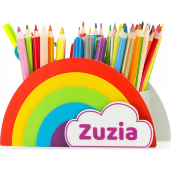 Úložný box Organizér na stůl DUHA, box na pastelky s jménem, Pouzdro na tužky Kajawis