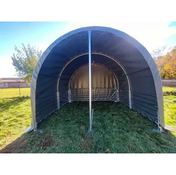 Přístřešek pro zvířata 4x4 m Barva: Šedá, Čelní plachta: Ne