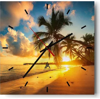 Hodiny Velké nástěnné hodiny 40x40 Krajina Skleněné hodiny Tiché