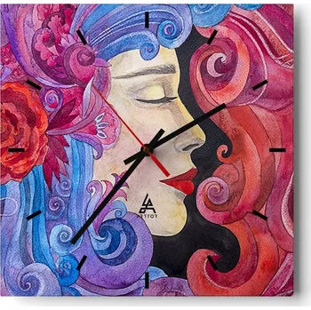 Hodiny Nástěnné hodiny do kuchyně 30x30 Žena Stylové hodiny na skle Loft Tiché