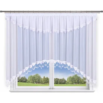 Záclona Hotová záclona 600x150 cm, voál, dvojitý oblouk s guipurou