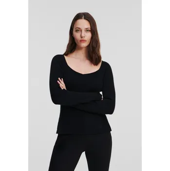 Dámský svetr SVETR KARL LAGERFELD LS FEMININE KNIT TOP BLACK