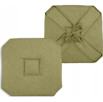 Polštář Polštář na židli taburet BEA 40x40 cm khaki se šňůrkami, vázaný, zelený