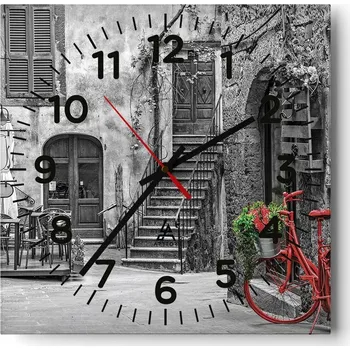 Hodiny Kuchyňské nástěnné hodiny 30x30 Toskánsko Skleněné hodiny do obýváku Moderní Tiché