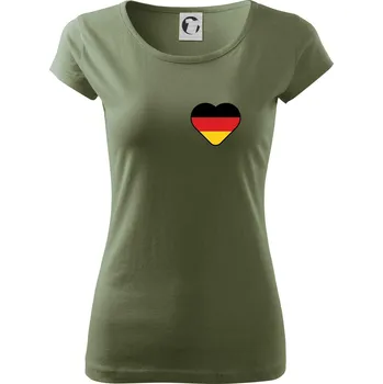 Dámské tričko Germany love malé - Německá vlajka - Dámské triko Pure - XS ( Khaki )