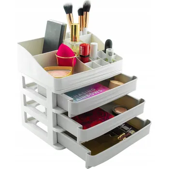 Úložný box Organizér na kosmetiku a šperky Bestomi 24x23,5x18 cm šedý