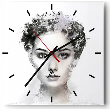 Hodiny Velké nástěnné hodiny na zeď 40x40 Žena Skleněné hodiny Čtvercové Tiché