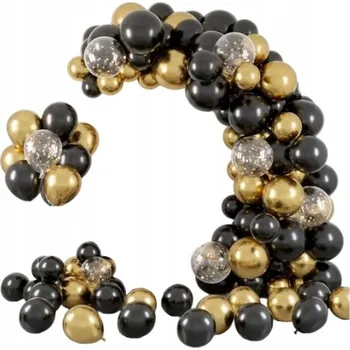 Balónek Balónková girlanda zlatá černá sada 114 ks balónky páska