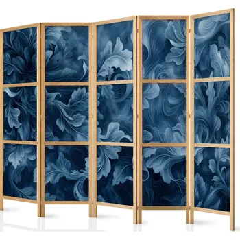 Paraván Japonský paraván - Abstraktní Ornamenty: Tmavě modré viktoriánské listy Velikost: 225x172 cm