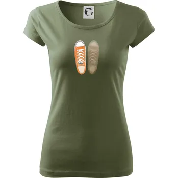 Dámské tričko Párové boty - oranžové - Dámské triko Pure - XS ( Khaki )