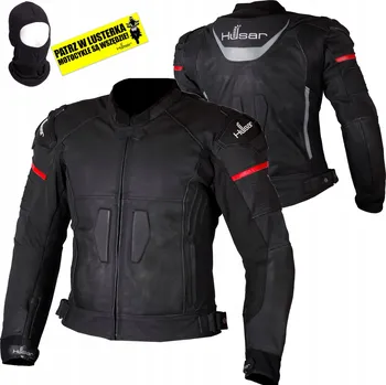 Moto bunda Kožená bunda HUSAR ARROW GP motocyklová sportovní pánská černá s hrbem
