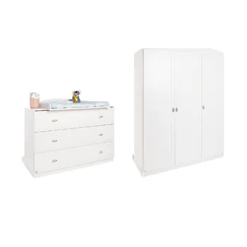 Dětský pokoj Kitty Germany Šatní skříň + přebalovací komoda se šuplíky z MDF bílá