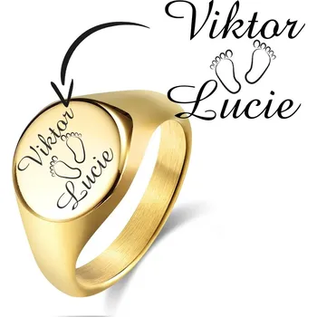 Prsten Šperky4U Personalizovaný ocelový prsten - velikost 59 - OPR310GD-59