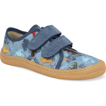 Dívčí tenisky Barefoot plátěnky Froddo - Canvas dark denim dinosauři Velikost: 32