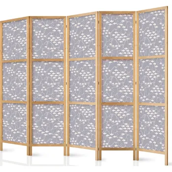 Paraván Japonský paraván - Podvodní hejno malých rybek - Drobná světle béžová rybka na pozadí oceánských hlubin v šedých odstínech Velikost: 225x172 cm