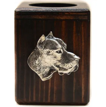 Svícen Argentinská doga dřevěný svícen se psem, na čajovou svíčku / ohřívač