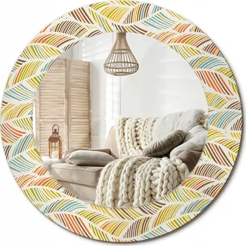 Zrcadlo Stylové kulaté zrcadlo na zeď s potiskem na skle průměr 50 cm Abstraktní