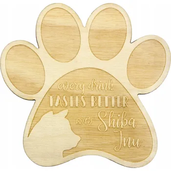 Podtácek Shiba Inu gravírované podtácky pod hrnek s motivem psa, 4 kusy, s možností jména psa