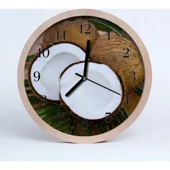 Hodiny Nástěnné hodiny z překližky kulatý loft Kokosy 20cm