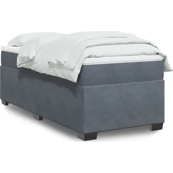 Postel vidaXL Box spring postel s matrací 90x200 cm samet [3285259] Barva: Tmavě šedá