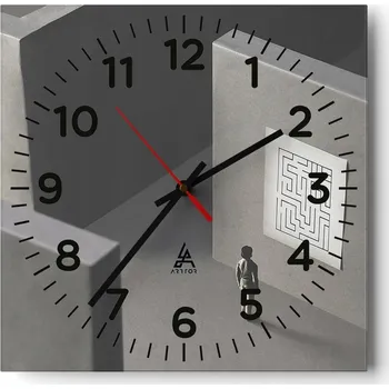 Hodiny Kuchyňské nástěnné hodiny 30x30 Labyrint Skleněné hodiny do obýváku Moderní Tiché