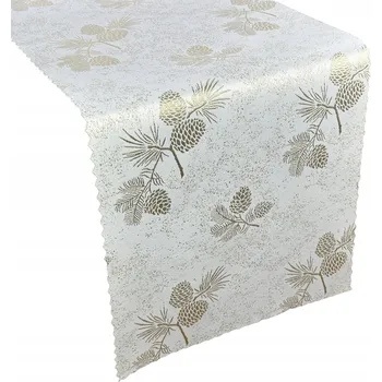 ubrus Nešpinivý Běhoun Vánoční Šiška Zlatý 40x180 cm