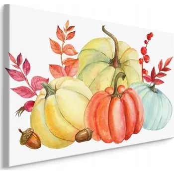 Obraz Obraz na plátně malovaný barevné dýně listí 40x30 cm