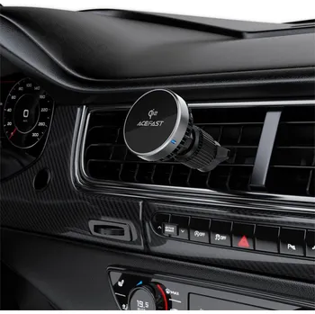 Držák do auta ACEFAST + bezdrátová nabíječka Qi2 - podp. MagSafe - aktivní chlazení - do mřížky - černý