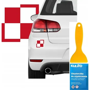 Samolepicí dekorace na vozidlo 4x NÁLEPKA Grafika na Auto ŠACHOVNICE LETECKÁ Polské Letectví