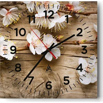 Hodiny Kuchyňské nástěnné hodiny 30x30 Květiny Skleněné hodiny do obýváku Moderní Tiché