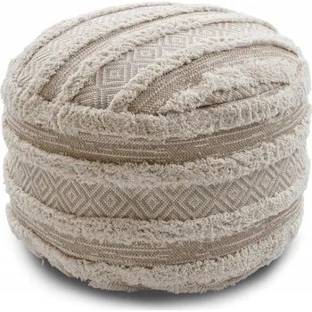 Taburet Bavlněná Taburet Podnožka válec 50x50 BOHO PRUHY béžová #D1446