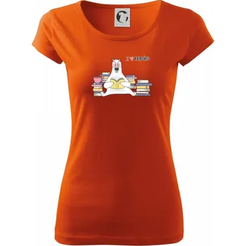 Dámské tričko I love reading medvěd - Dámské triko Pure - XS ( Oranžová )