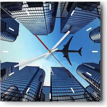 Hodiny Velké nástěnné hodiny 40x40 Architektura Skleněné hodiny Tiché